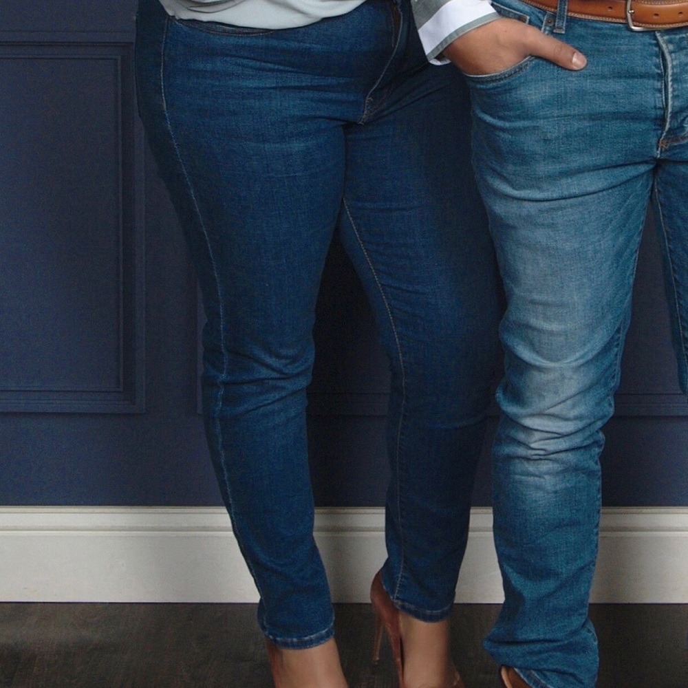 Denim skinny leg medium wash jeans